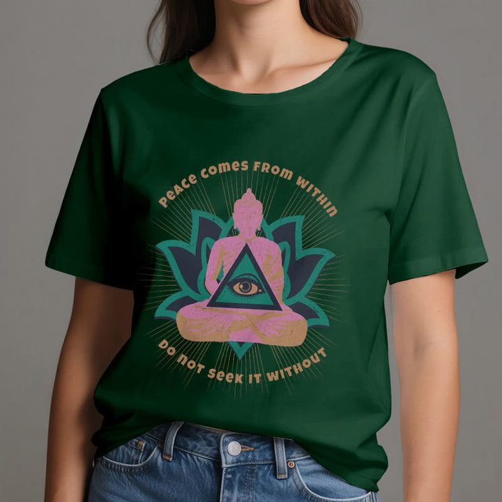 T-shirt Olivenorma « LA PAIX VIENT DE L'INTÉRIEUR » Bouddha Lotus Spirituel - image 21