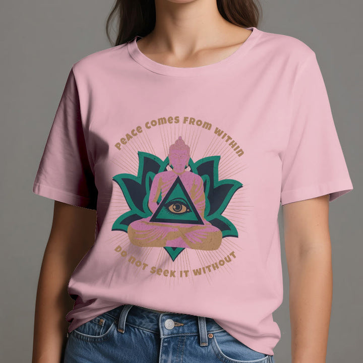 T-shirt Olivenorma « LA PAIX VIENT DE L'INTÉRIEUR » Bouddha Lotus Spirituel - image 15