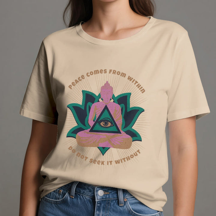 T-shirt Olivenorma « LA PAIX VIENT DE L'INTÉRIEUR » Bouddha Lotus Spirituel - image 11