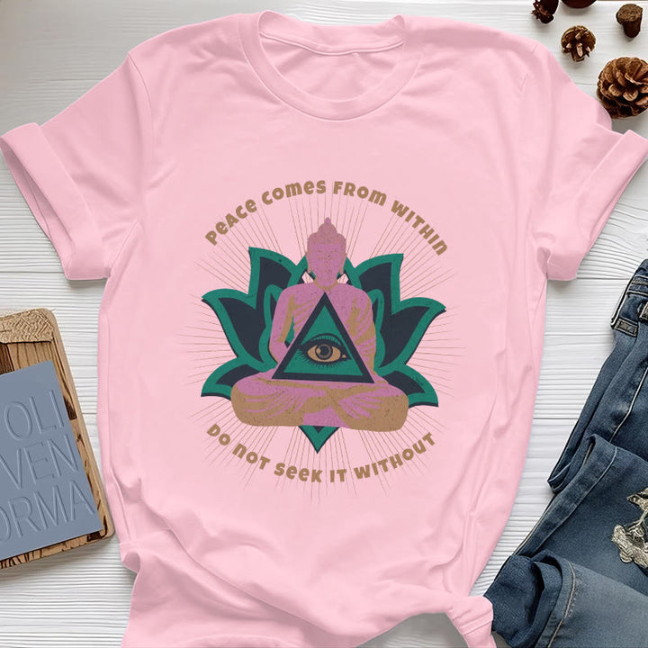 T-shirt Olivenorma « LA PAIX VIENT DE L'INTÉRIEUR » Bouddha Lotus Spirituel - Rose - 2XL - image 14