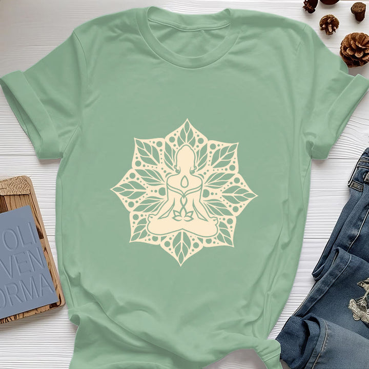 T-shirt de méditation et de yoga floral Olivenorma Medala - Vert clair - 2XL - image 18