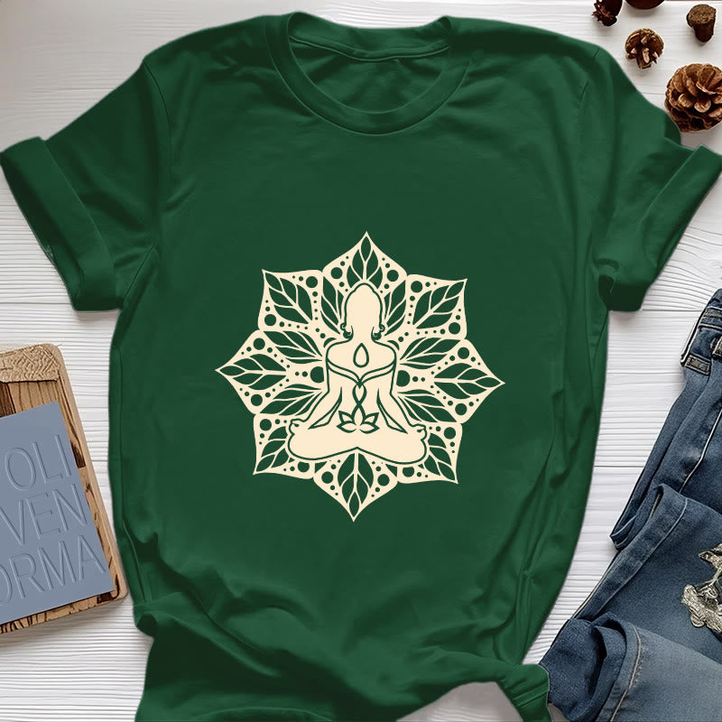 T-shirt de méditation et de yoga floral Olivenorma Medala - Vert foncé - 2XL - image 20