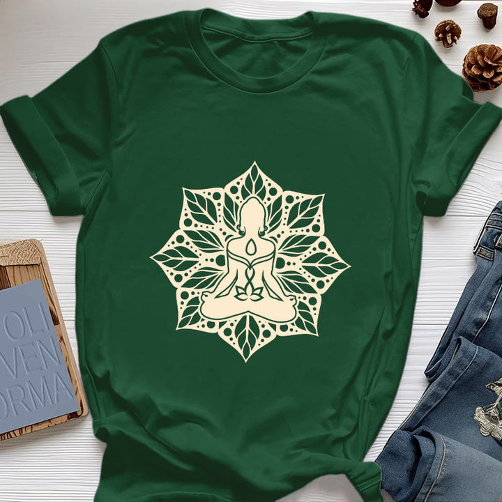 T-shirt de méditation et de yoga floral Olivenorma Medala - Vert foncé - 2XL - image 20
