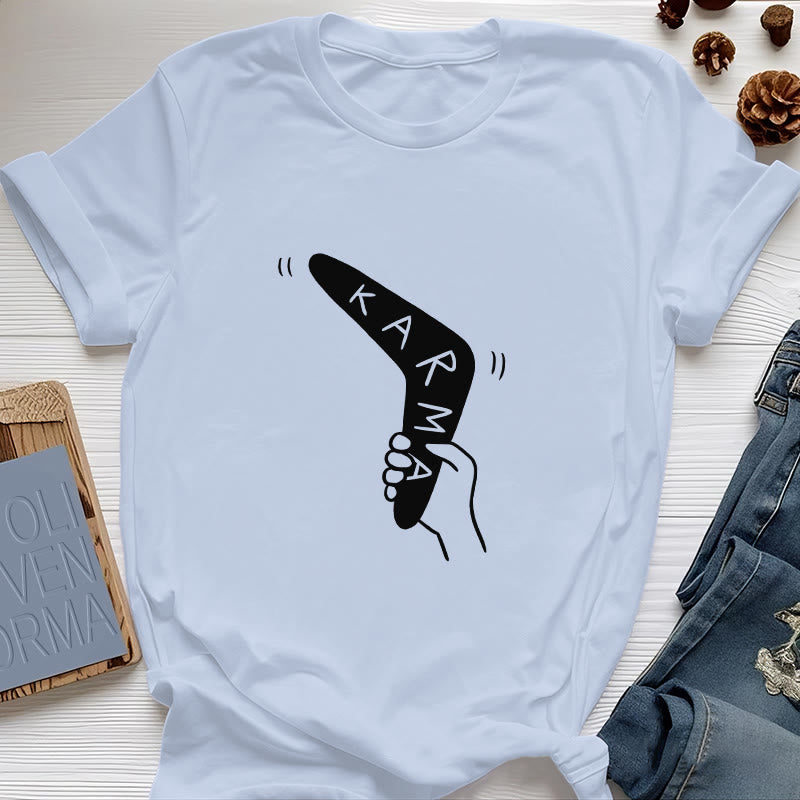 T-shirt humoristique Olivenorma « KARMA » pour le yoga et le fitness - Bleu - 2XL - image 12