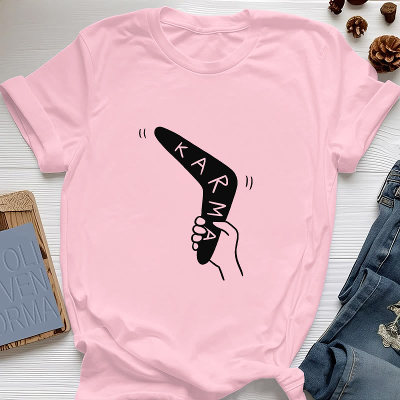 T-shirt humoristique Olivenorma « KARMA » pour le yoga et le fitness - Rose - 2XL - image 14