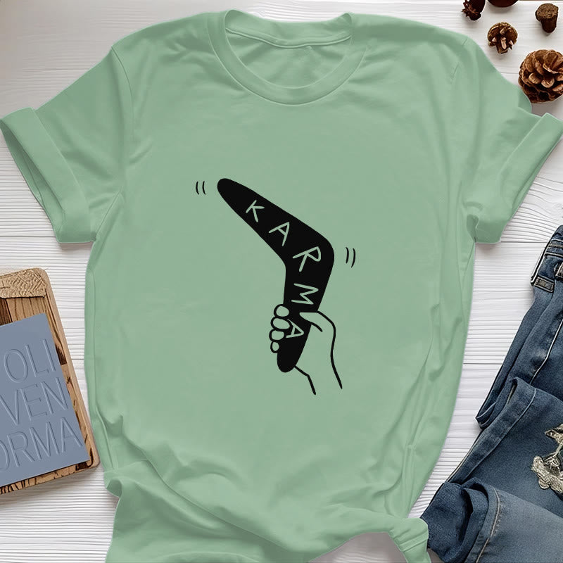 T-shirt humoristique Olivenorma « KARMA » pour le yoga et le fitness - Vert clair - 2XL - image 18