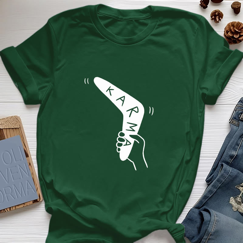 T-shirt humoristique Olivenorma « KARMA » pour le yoga et le fitness - Vert foncé - 2XL - image 20