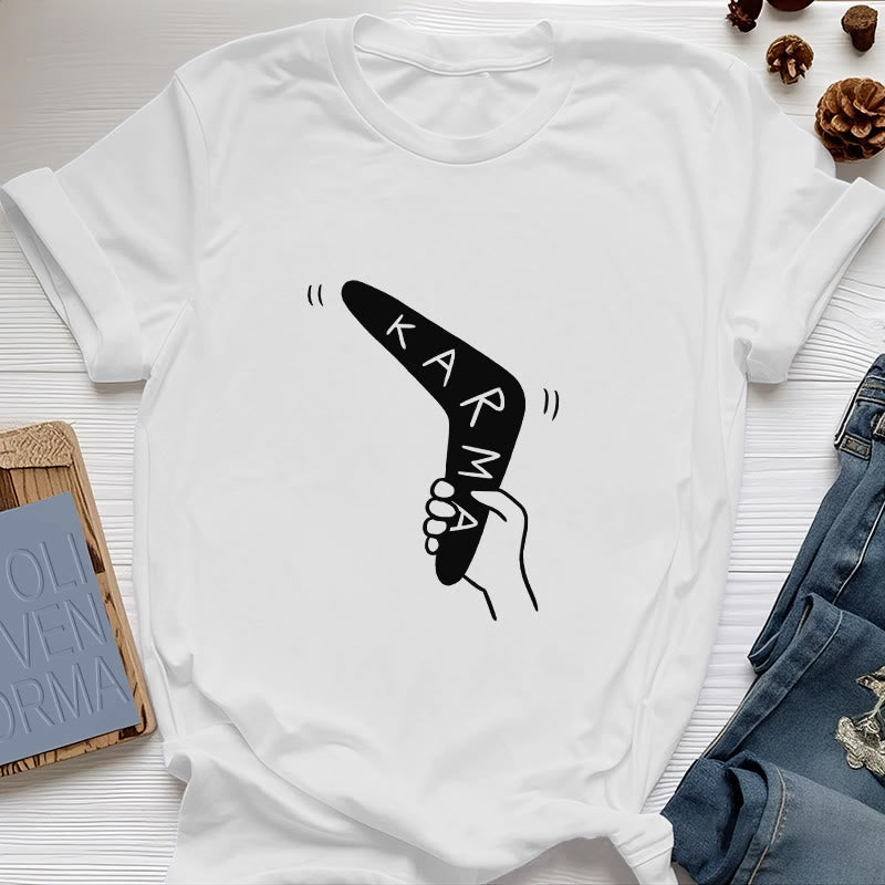 T-shirt humoristique Olivenorma « KARMA » pour le yoga et le fitness - Blanc - 2XL - image 1