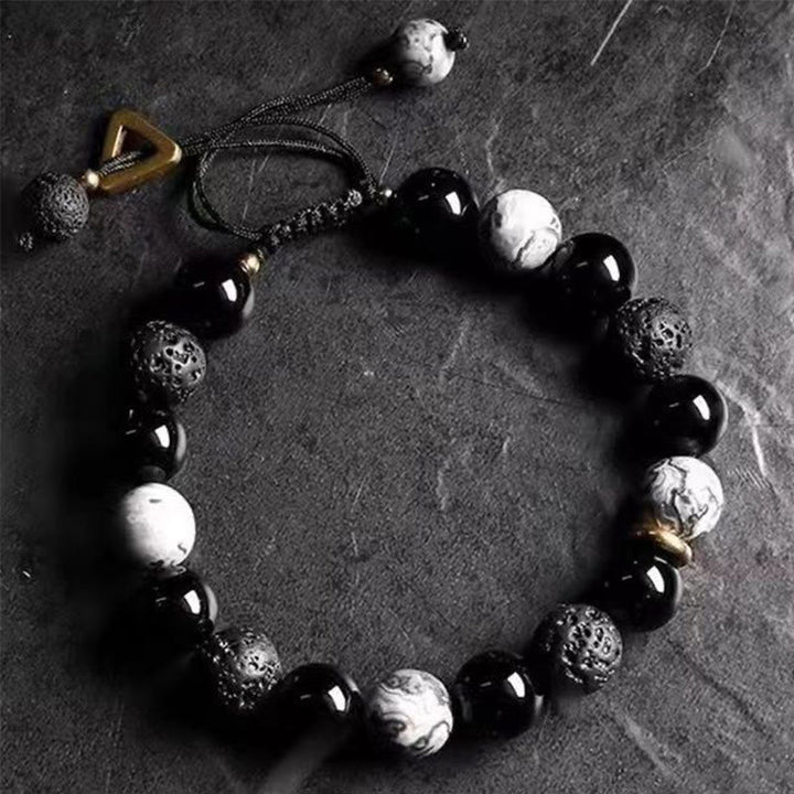 Bracelet tressé ajustable en pierre de lave Olivenorma « Dreamlike Night » - image 3