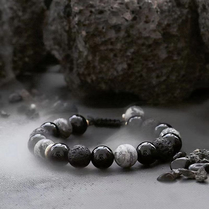 Bracelet tressé ajustable en pierre de lave Olivenorma « Dreamlike Night » - image 5