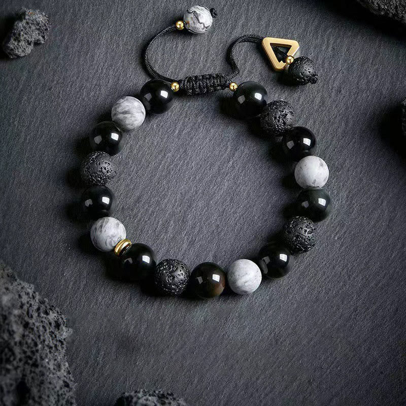 Bracelet tressé ajustable en pierre de lave Olivenorma « Dreamlike Night » - image 2
