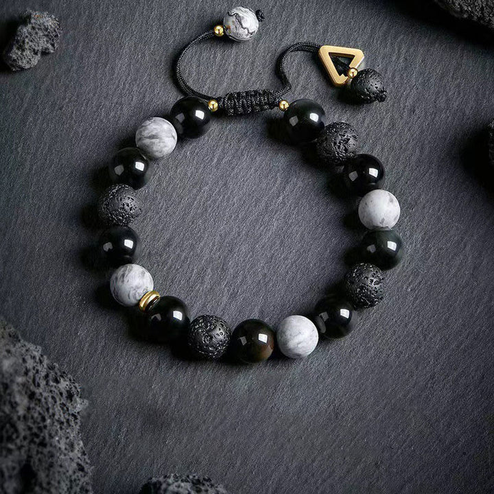 Bracelet tressé ajustable en pierre de lave Olivenorma « Dreamlike Night » - image 2