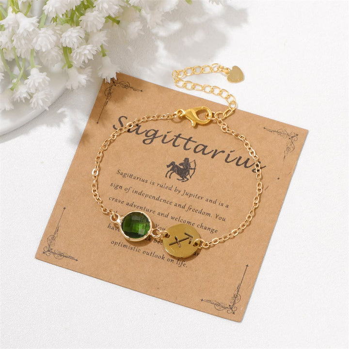 Bracelet ajustable Olivenorma avec 12 constellations et pierres de naissance - Sagittaire - image 1