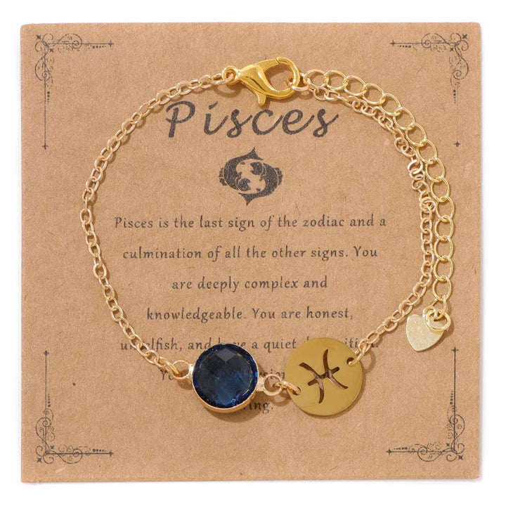 Bracelet ajustable Olivenorma avec 12 constellations et pierres de naissance - Poissons - image 7