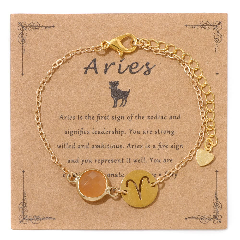 Bracelet ajustable Olivenorma avec 12 constellations et pierres de naissance - Bélier - image 8