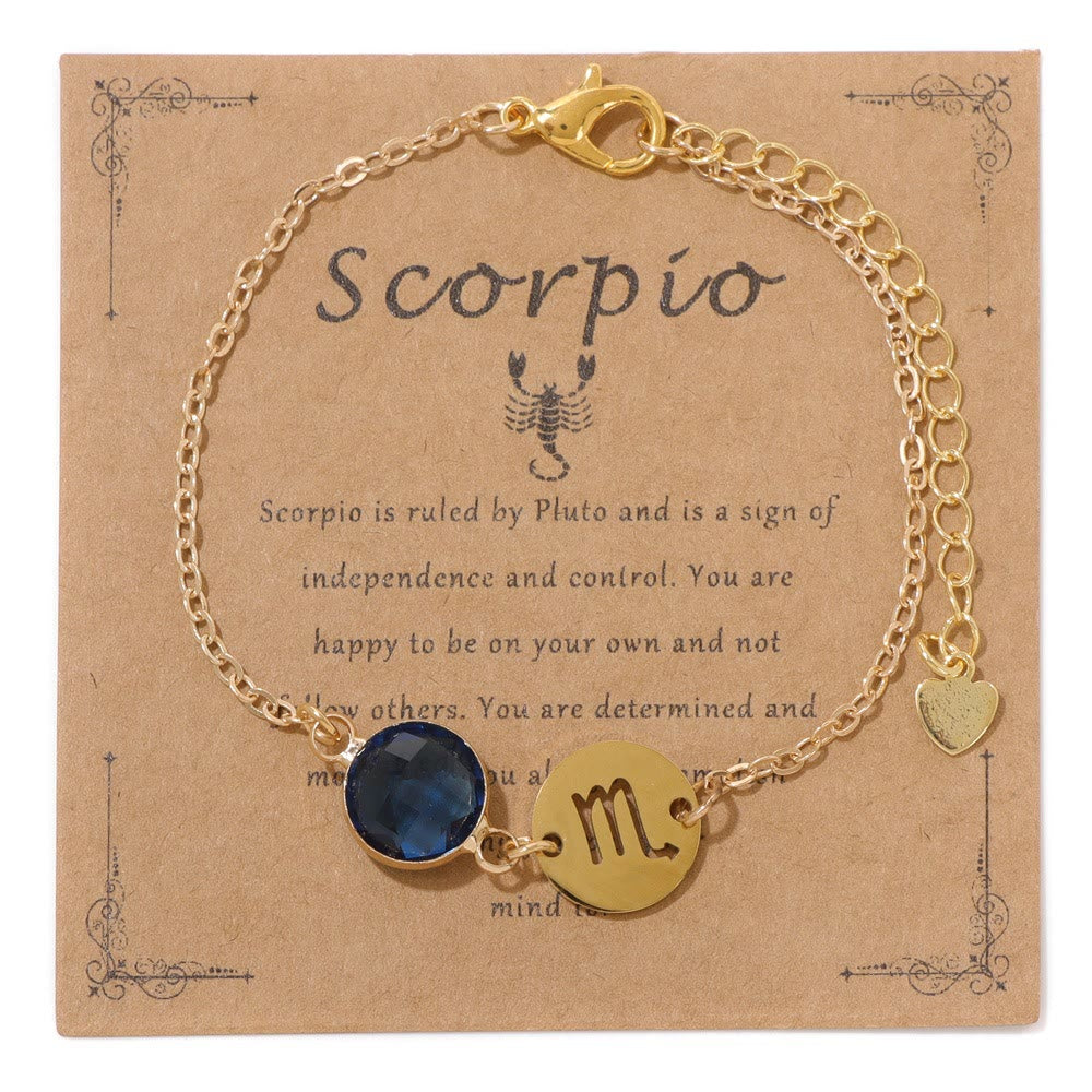Bracelet ajustable Olivenorma avec 12 constellations et pierres de naissance - Scorpion - image 15