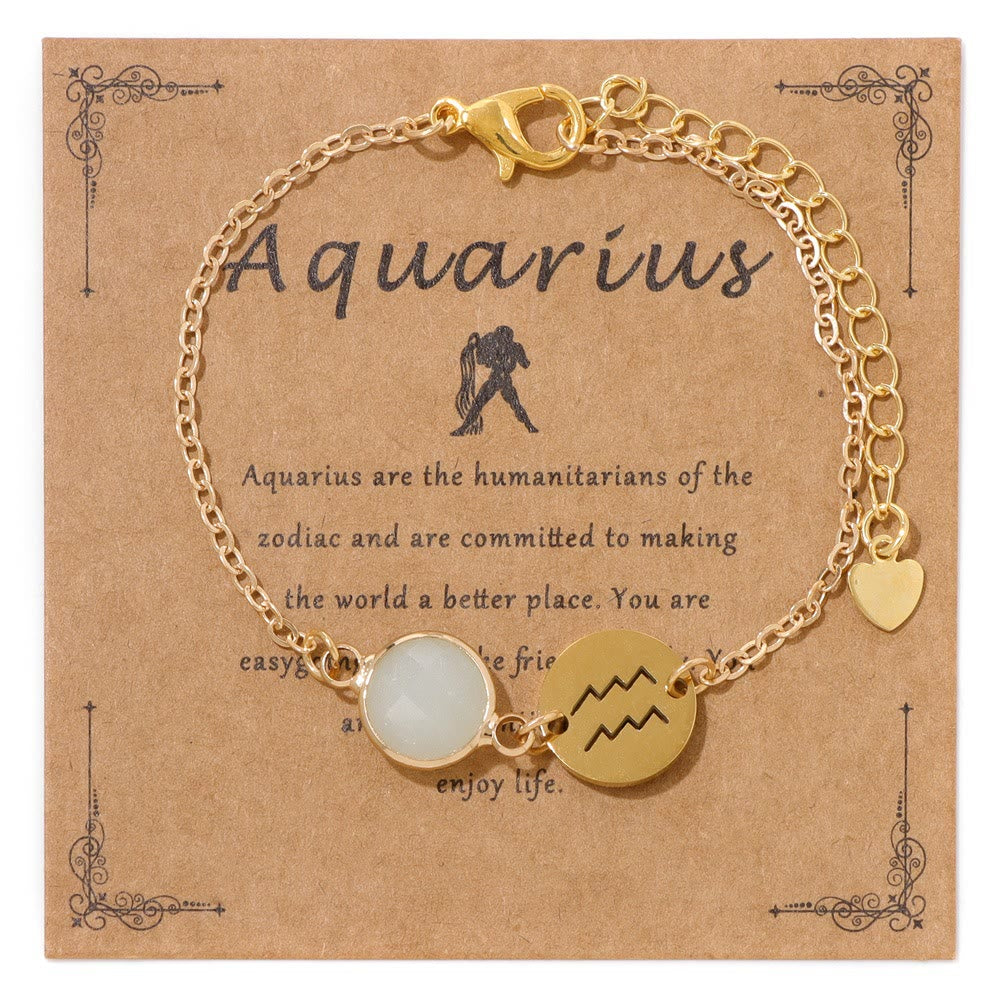 Bracelet ajustable Olivenorma avec 12 constellations et pierres de naissance - Verseau - image 6