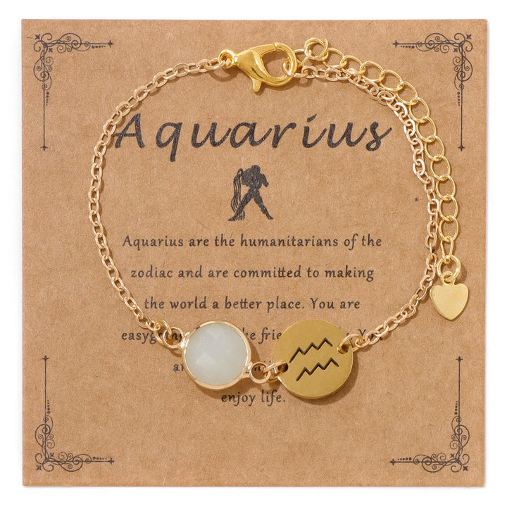 Bracelet ajustable Olivenorma avec 12 constellations et pierres de naissance - Verseau - image 6