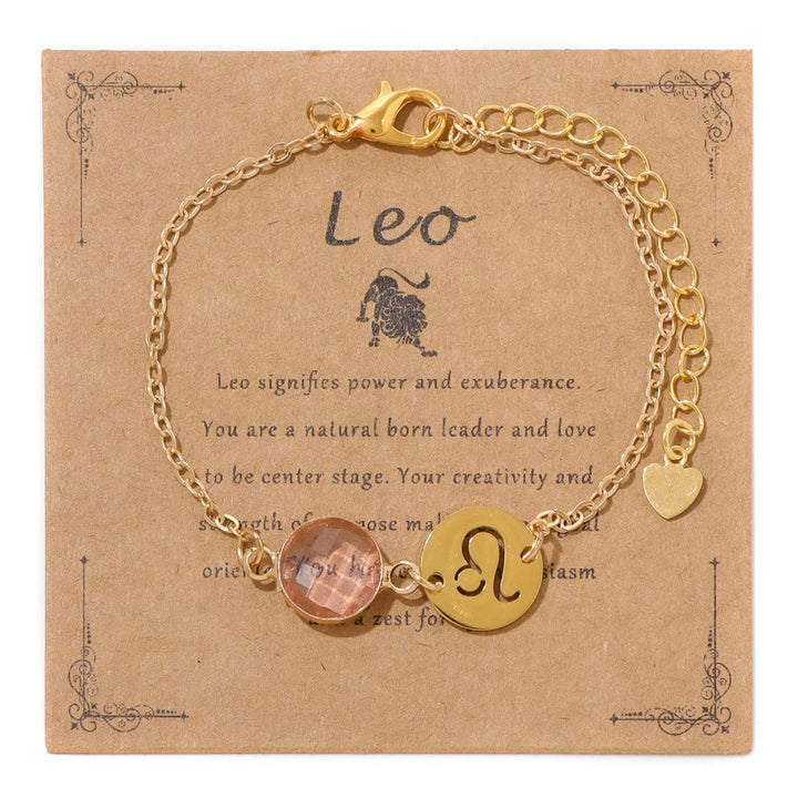 Bracelet ajustable Olivenorma avec 12 constellations et pierres de naissance - Lion - image 12