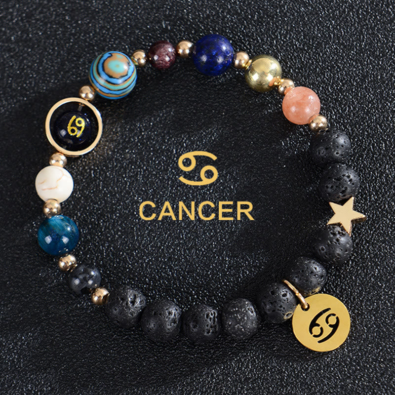 Bracelet Olivenorma douze constellations et huit planètes en pierres précieuses - Pierre de lave - Cancer - image 19
