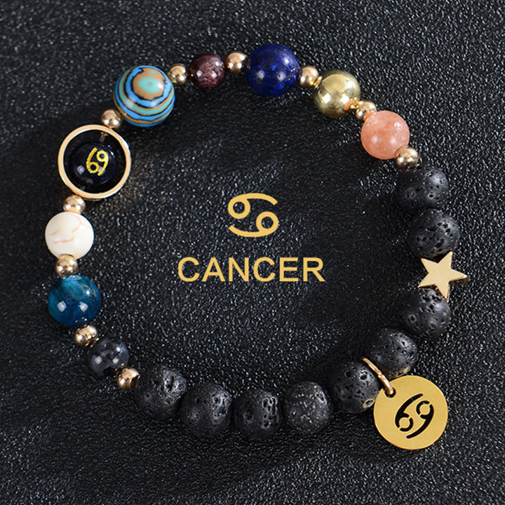 Bracelet Olivenorma douze constellations et huit planètes en pierres précieuses - Pierre de lave - Cancer - image 19