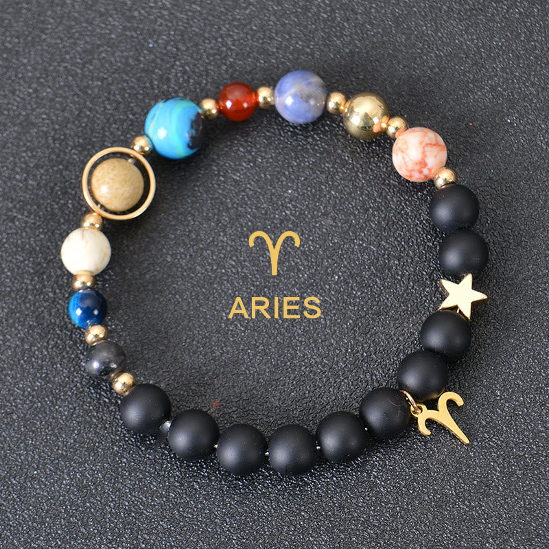 Bracelet Olivenorma douze constellations et huit planètes en pierres précieuses - Onyx noir - Bélier - image 2