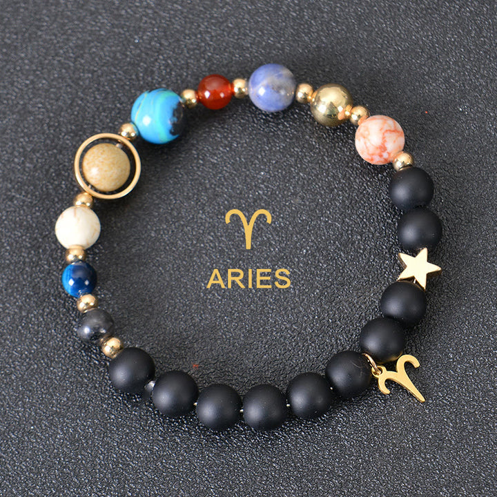 Bracelet Olivenorma douze constellations et huit planètes en pierres précieuses - Onyx noir - Bélier - image 2