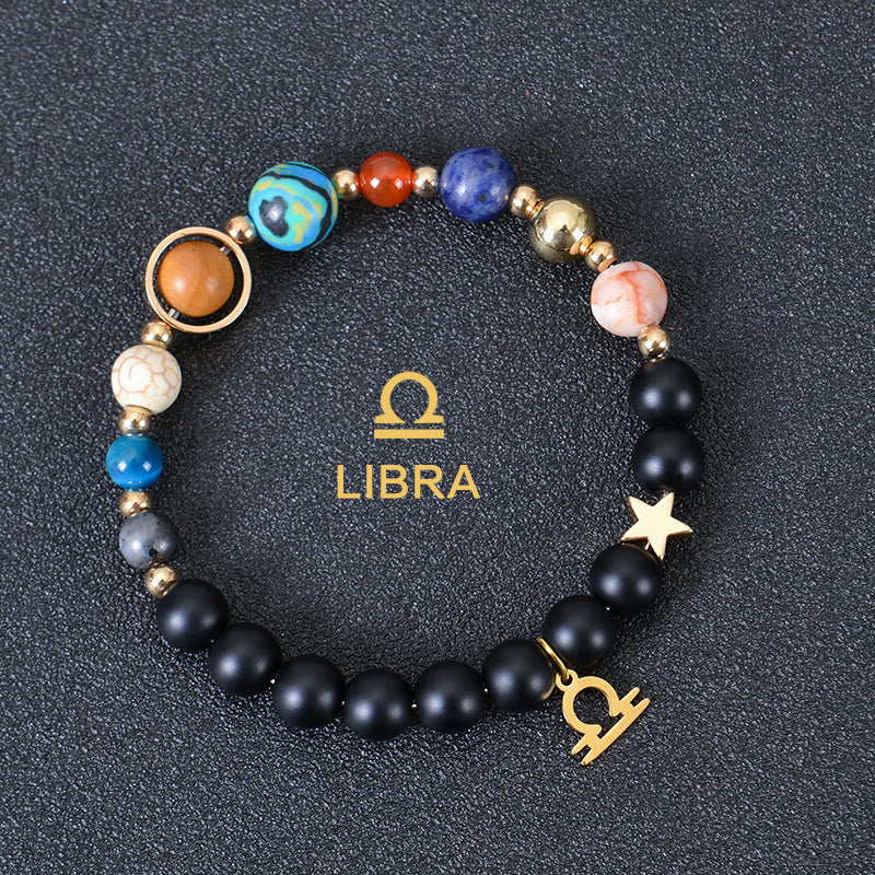 Bracelet Olivenorma douze constellations et huit planètes en pierres précieuses - Onyx noir - Balance - image 10