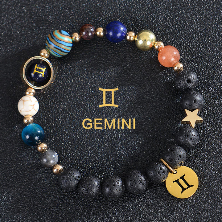 Bracelet Olivenorma douze constellations et huit planètes en pierres précieuses - Pierre de lave - Gémeaux - image 18