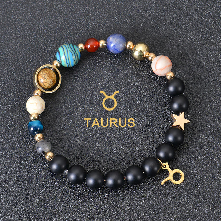 Bracelet Olivenorma douze constellations et huit planètes en pierres précieuses - Onyx noir - Taureau - image 5