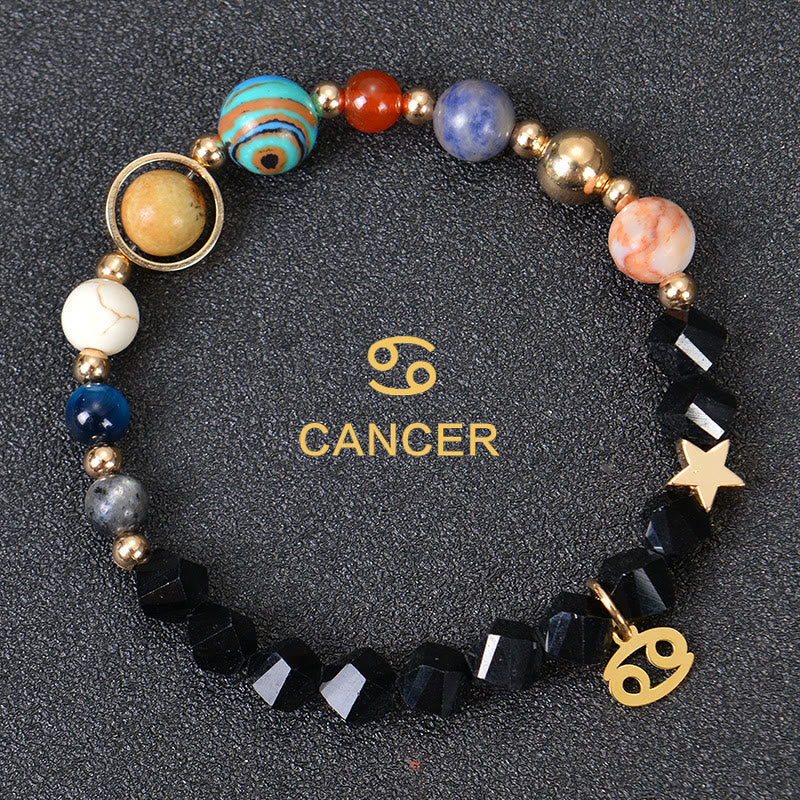 Bracelet Olivenorma douze constellations et huit planètes en pierres précieuses - Obsidienne factice - Cancer - image 31
