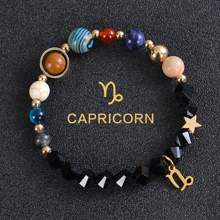 Bracelet Olivenorma douze constellations et huit planètes en pierres précieuses - Obsidienne factice - Capricorne - image 37