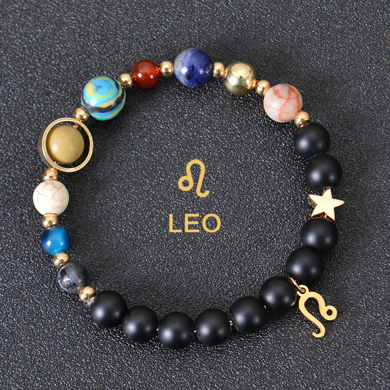 Bracelet Olivenorma douze constellations et huit planètes en pierres précieuses - Onyx noir - Lion - image 8