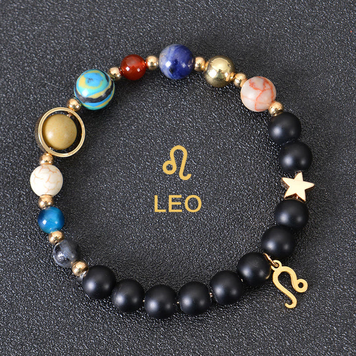 Bracelet Olivenorma douze constellations et huit planètes en pierres précieuses - Onyx noir - Lion - image 8