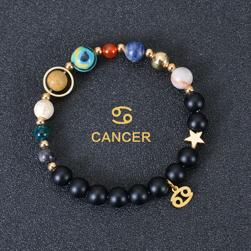 Bracelet Olivenorma douze constellations et huit planètes en pierres précieuses - Onyx noir - Cancer - image 7