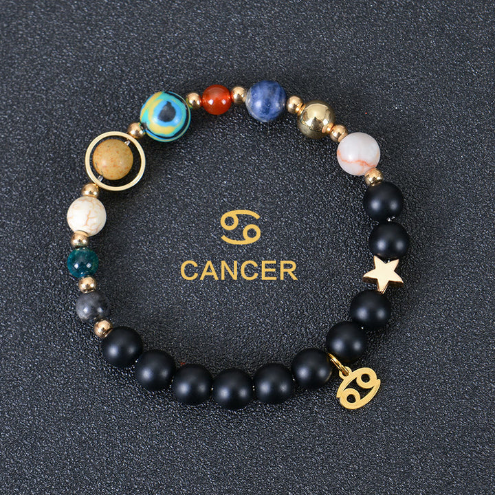 Bracelet Olivenorma douze constellations et huit planètes en pierres précieuses - Onyx noir - Cancer - image 7