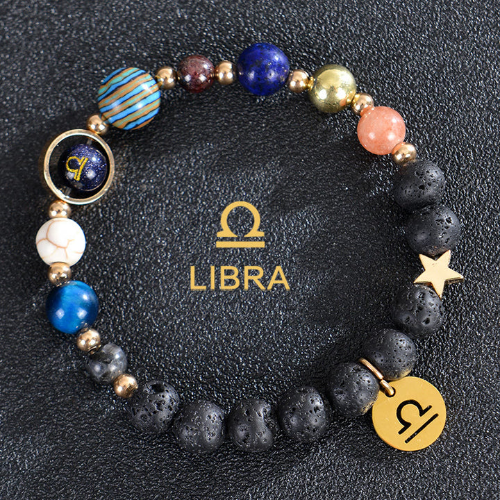 Bracelet Olivenorma douze constellations et huit planètes en pierres précieuses - Pierre de lave - Balance - image 22