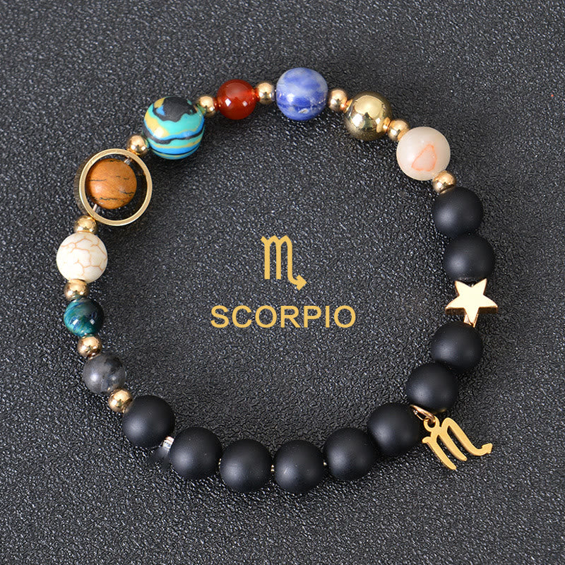 Bracelet Olivenorma douze constellations et huit planètes en pierres précieuses - Onyx noir - Scorpion - image 11