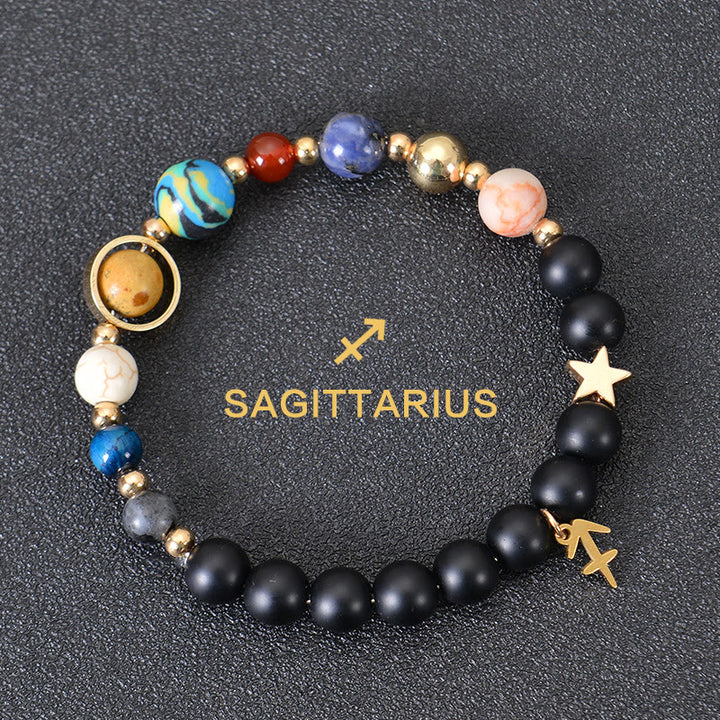 Bracelet Olivenorma douze constellations et huit planètes en pierres précieuses - Onyx noir - Sagittaire - image 12