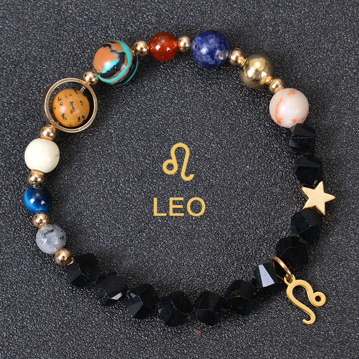 Bracelet Olivenorma douze constellations et huit planètes en pierres précieuses - Obsidienne factice - Lion - image 32