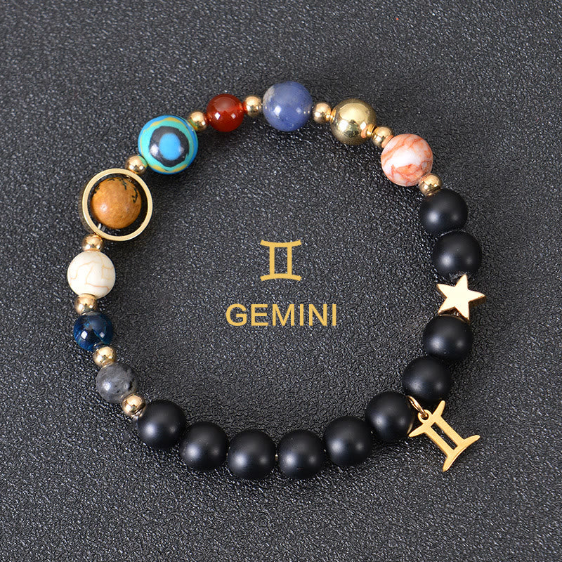 Bracelet Olivenorma douze constellations et huit planètes en pierres précieuses - Onyx noir - Gémeaux - image 6