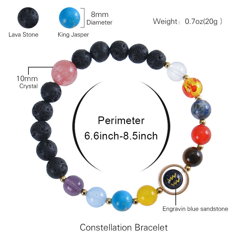 Bracelet Olivenorma en pierre de lave avec huit planètes du zodiaque - image 3