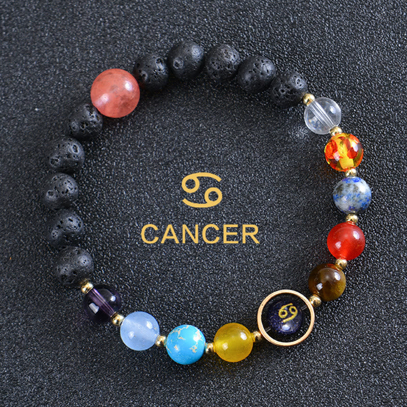 Bracelet Olivenorma en pierre de lave avec huit planètes du zodiaque - Cancer - image 14