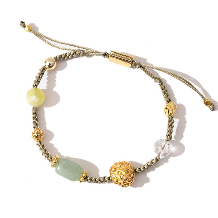 Bracelet tressé réglable en pierres précieuses de guérison Olivenorma - Aventurine verte + Citrine + Cristal clair - image 8