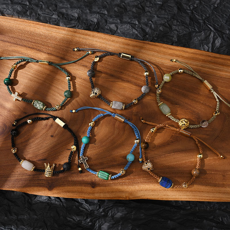 Bracelet tressé réglable en pierres précieuses de guérison Olivenorma - image 1