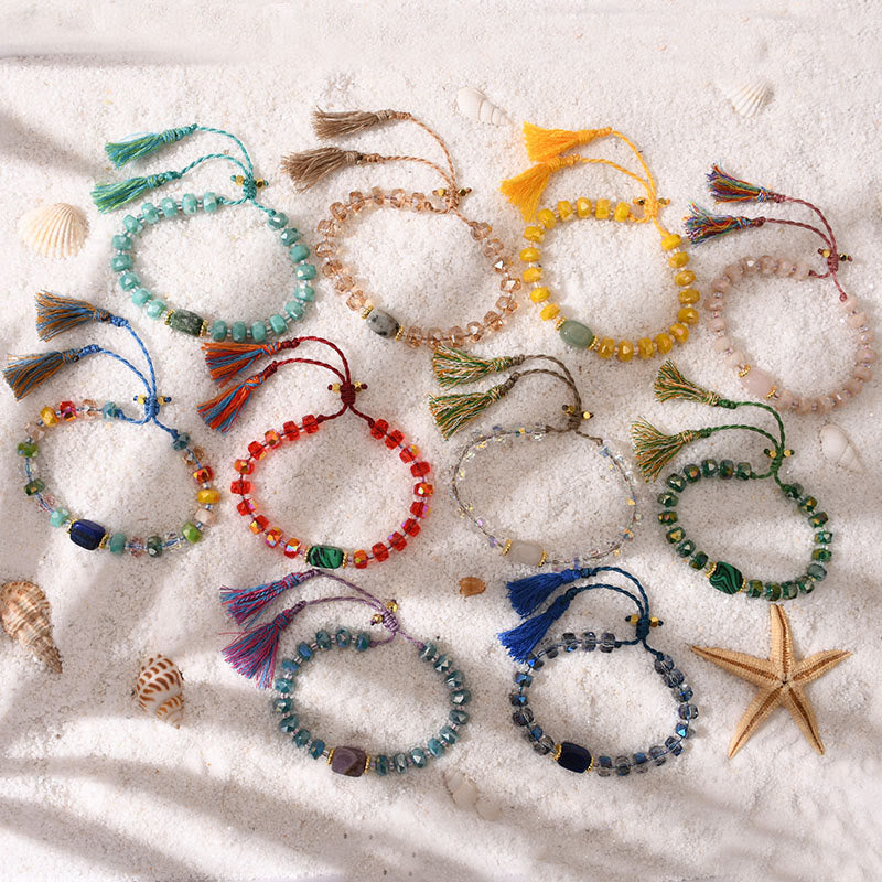 Bracelet tressé à pampilles et pierres précieuses style bohème pailleté Olivenorma - image 20