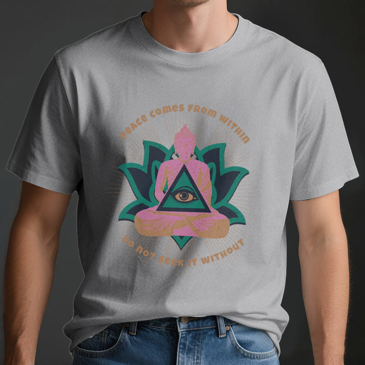 T-shirt Olivenorma « LA PAIX VIENT DE L'INTÉRIEUR » Bouddha Lotus Spirituel - image 4