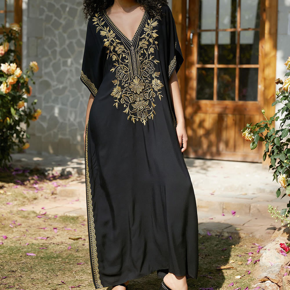 Robe caftan de vacances brodée et chemisier de plage Olivenorma