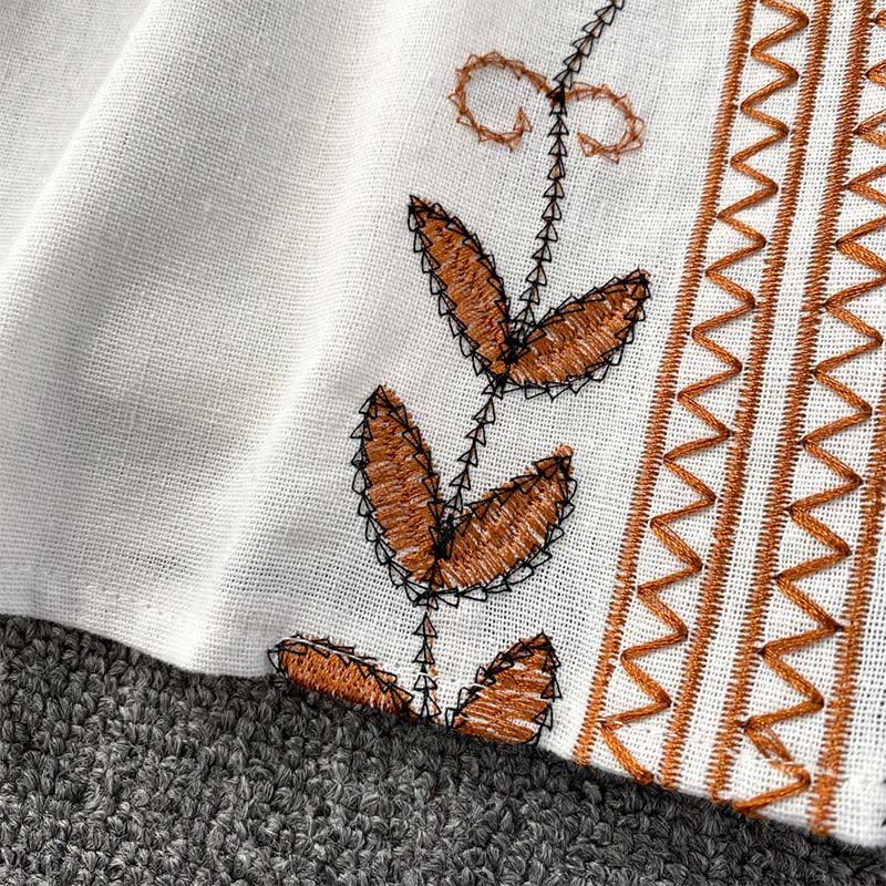 Chemise femme Olivenorma Bohemia brodée à manches lanternes