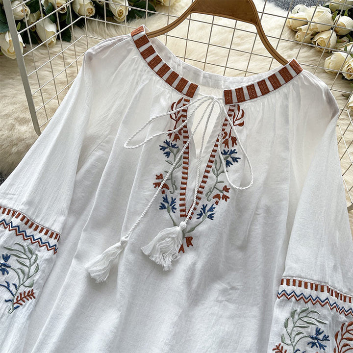 Chemise femme Olivenorma à broderie rétro littéraire et fraîche